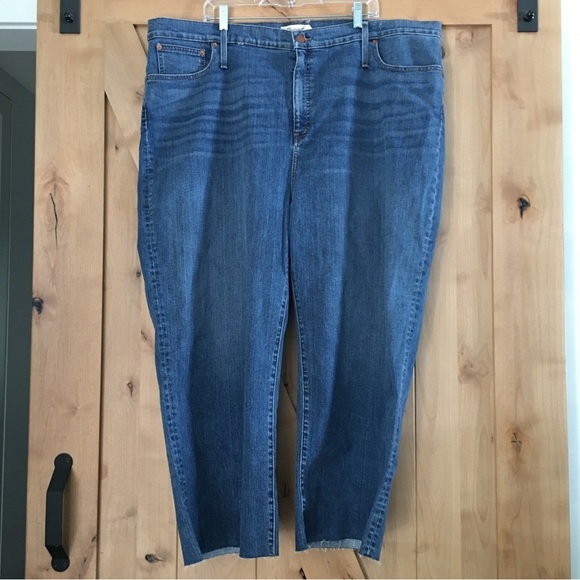 MADEWELL Slim Wide Leg Crop Jeans Size W37 Raw Hem - Picture 1 of 5